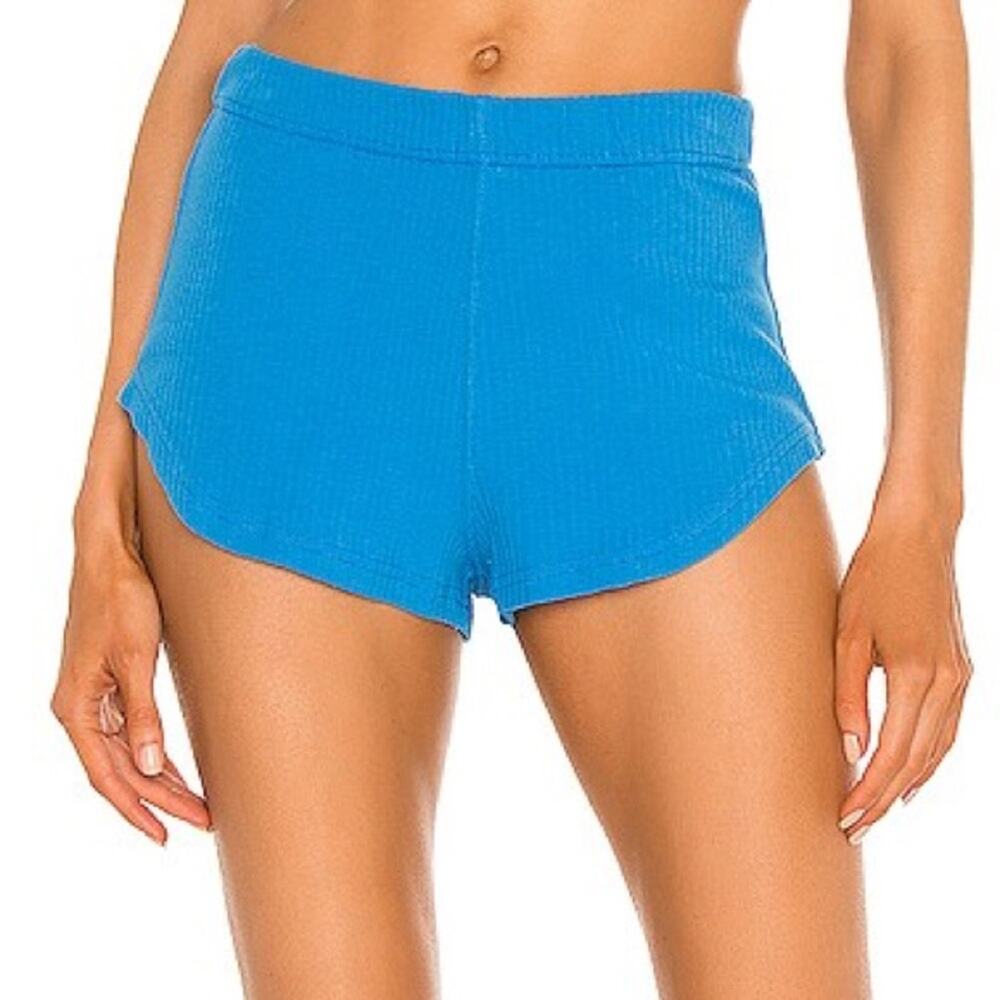Free People Movement Luxe Rib Knit Elastic Snap Short St Tropez Lounge Medium